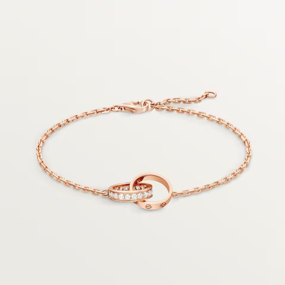 [⭐Renara]LOVE DOUBLE RING HALF DIAMOND BRACELET
