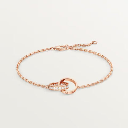 [⭐Renara]LOVE DOUBLE RING HALF DIAMOND BRACELET