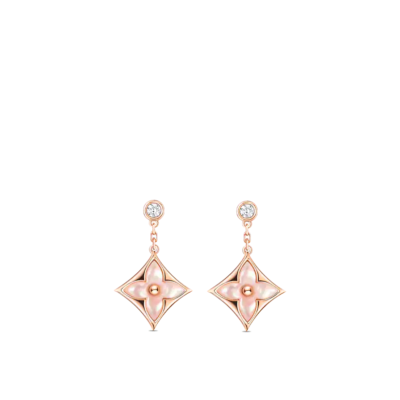 [⭐Renara]DOUBLE STAR PINK GOLD MOP DROP EARRINGS