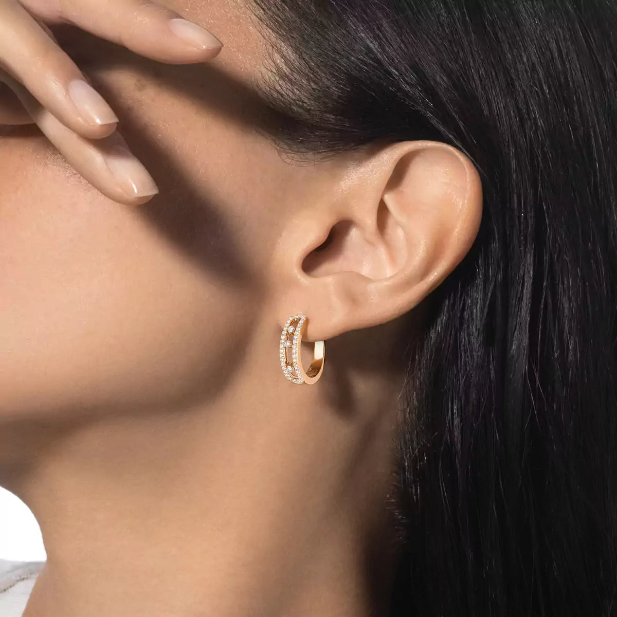 [⭐Renara]Diamond Pave_ Hoop Earrings Move