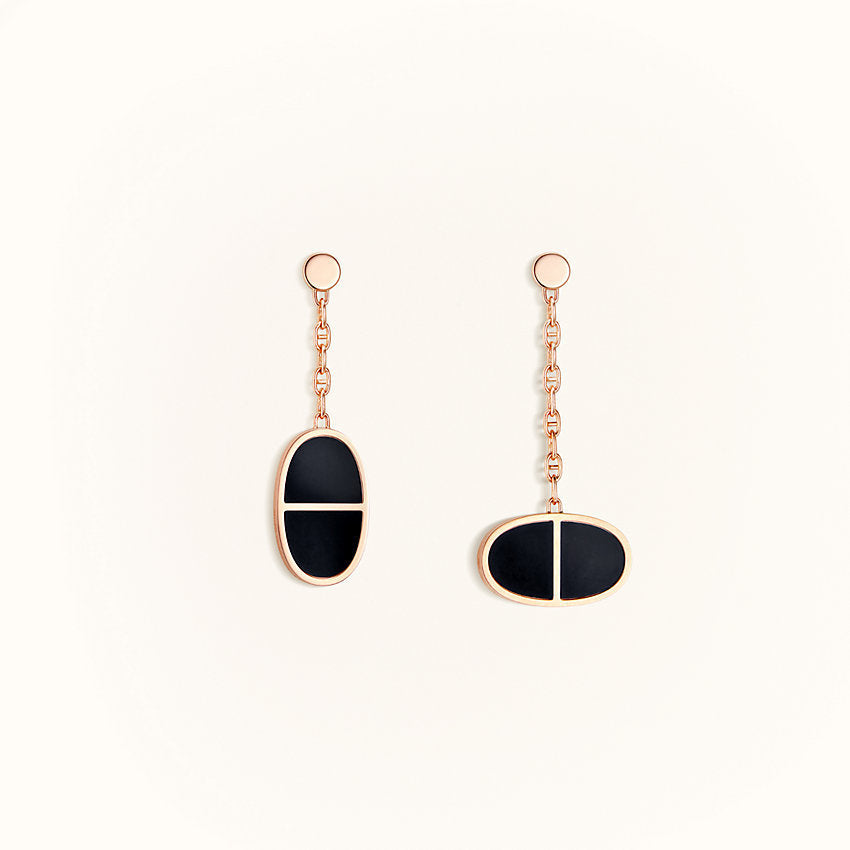 [⭐Renara]CHAINE VERSO BLACK CERAMIC EARRINGS