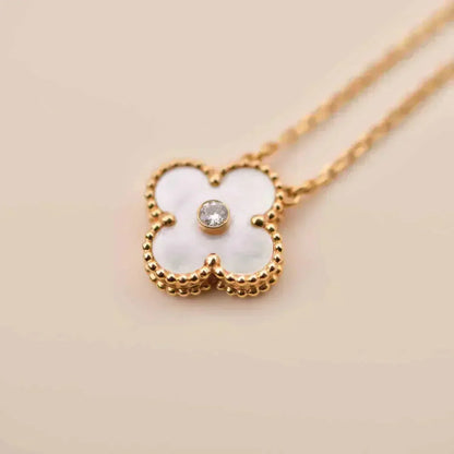 [⭐Renara]CLOVER 15MM DIAMOND WHITE FRITILLARIA NECKLACE