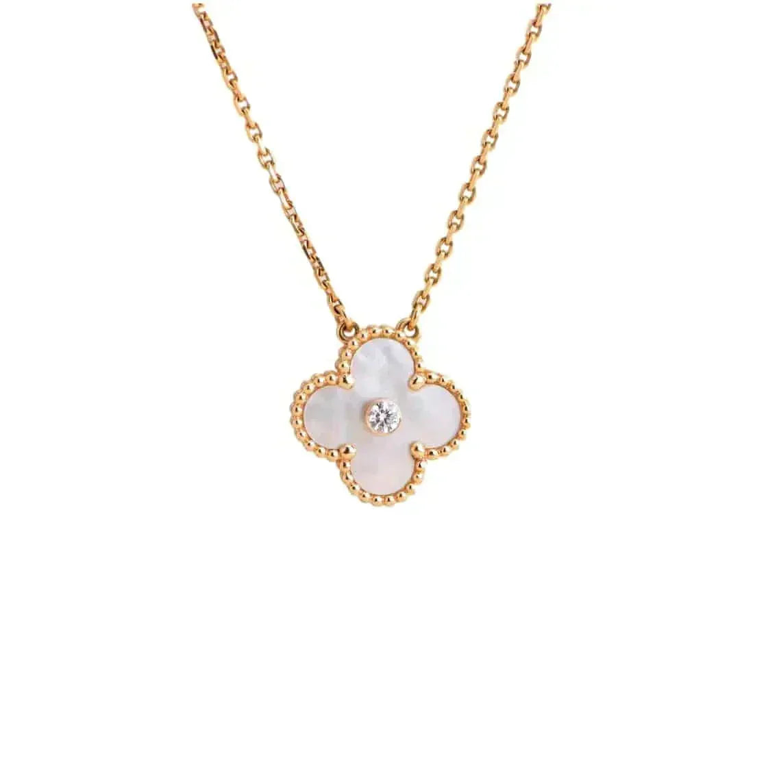 [⭐Renara]CLOVER 15MM DIAMOND WHITE FRITILLARIA NECKLACE