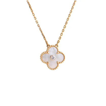 [⭐Renara]CLOVER 15MM DIAMOND WHITE FRITILLARIA NECKLACE