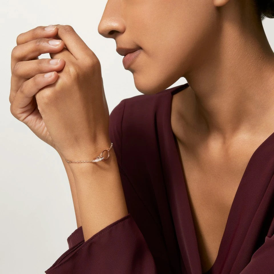 [⭐Renara]LOVE DOUBLE RING HALF DIAMOND BRACELET