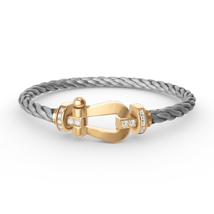 [⭐Renara]FORCE LARGE HORSESHOE HALF DIAMOND BRACELET GOLD