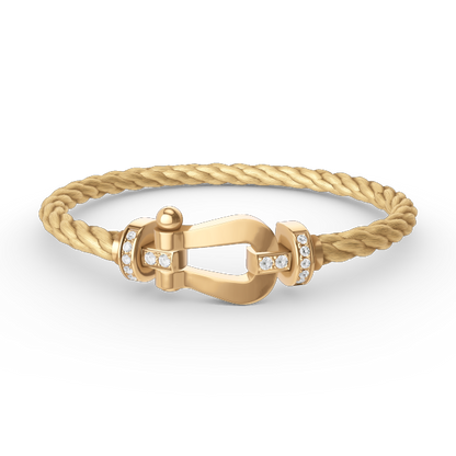[⭐Renara]FORCE LARGE HORSESHOE HALF DIAMOND BRACELET GOLD