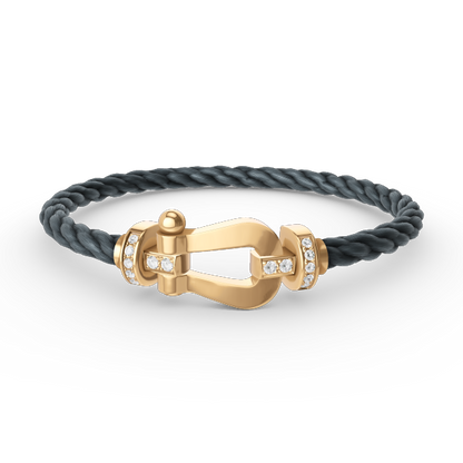 [⭐Renara]FORCE LARGE HORSESHOE HALF DIAMOND BRACELET GOLD