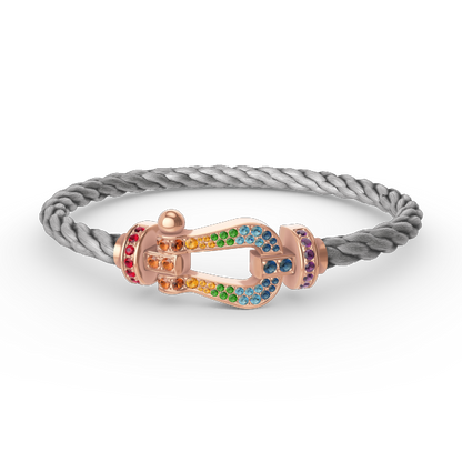 [⭐Renara]FORCE LARGE HORSESHOE  COLORED DIAMOND BRACELET ROSE GOLD