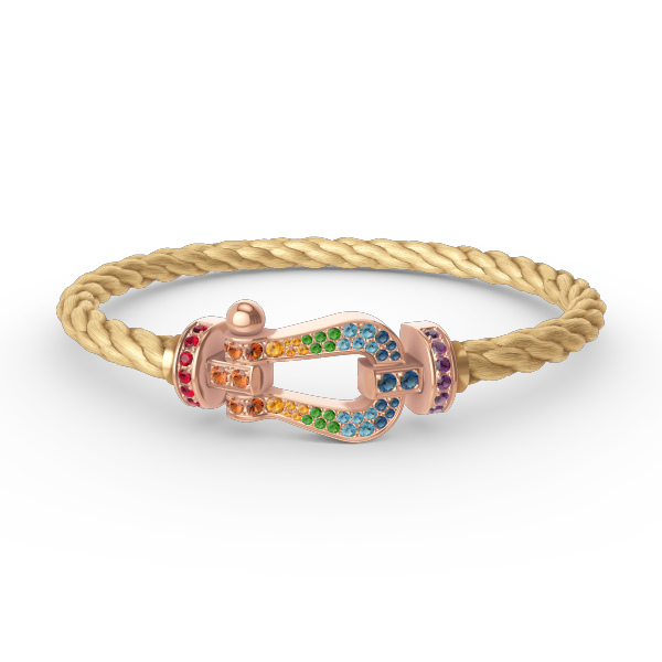 [⭐Renara]FORCE LARGE HORSESHOE  COLORED DIAMOND BRACELET ROSE GOLD