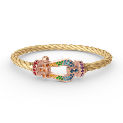 [⭐Renara]FORCE LARGE HORSESHOE  COLORED DIAMOND BRACELET ROSE GOLD