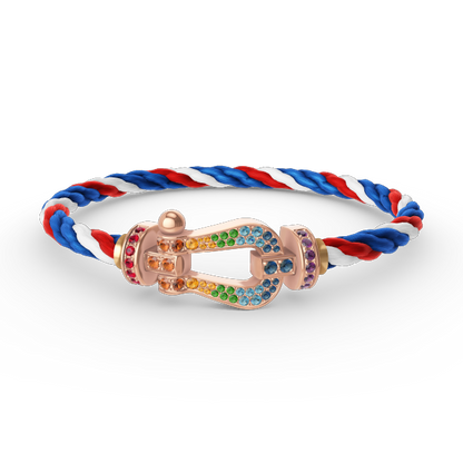 [⭐Renara]FORCE LARGE HORSESHOE  COLORED DIAMOND BRACELET ROSE GOLD