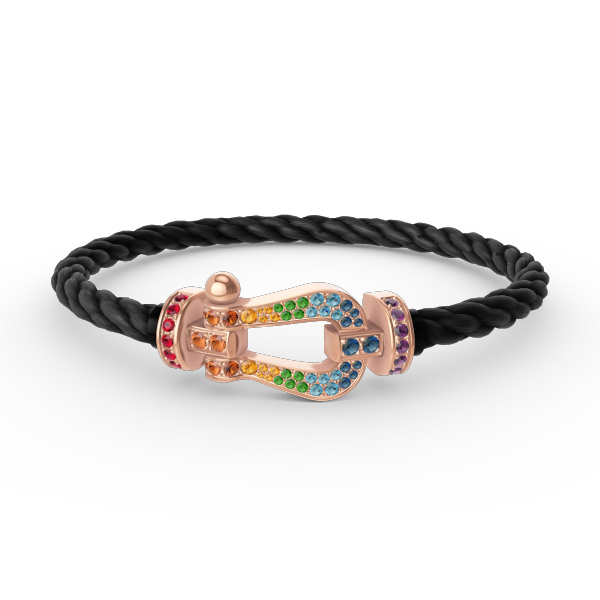 [⭐Renara]FORCE LARGE HORSESHOE  COLORED DIAMOND BRACELET ROSE GOLD