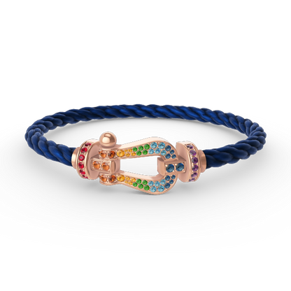 [⭐Renara]FORCE LARGE HORSESHOE  COLORED DIAMOND BRACELET ROSE GOLD