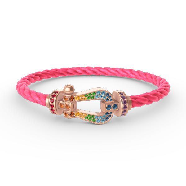 [⭐Renara]FORCE LARGE HORSESHOE  COLORED DIAMOND BRACELET ROSE GOLD