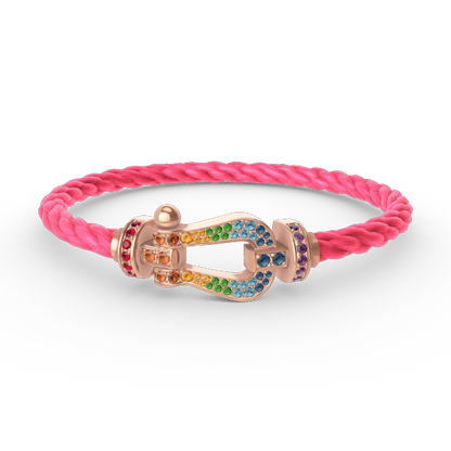 [⭐Renara]FORCE LARGE HORSESHOE  COLORED DIAMOND BRACELET ROSE GOLD