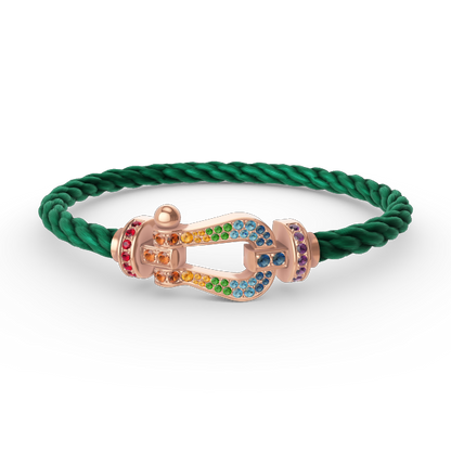 [⭐Renara]FORCE LARGE HORSESHOE  COLORED DIAMOND BRACELET ROSE GOLD