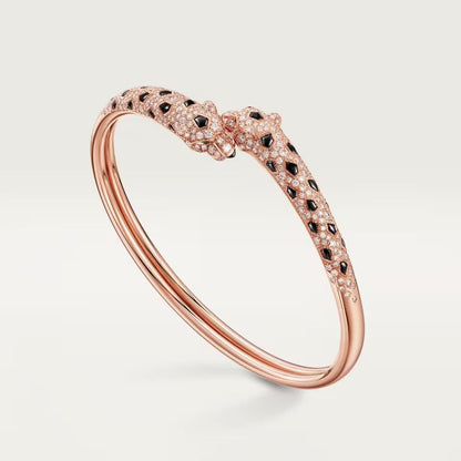 [⭐Renara]PANTHERE DOUBLE HEADED HALF DIAMOND OPEN BRACELET