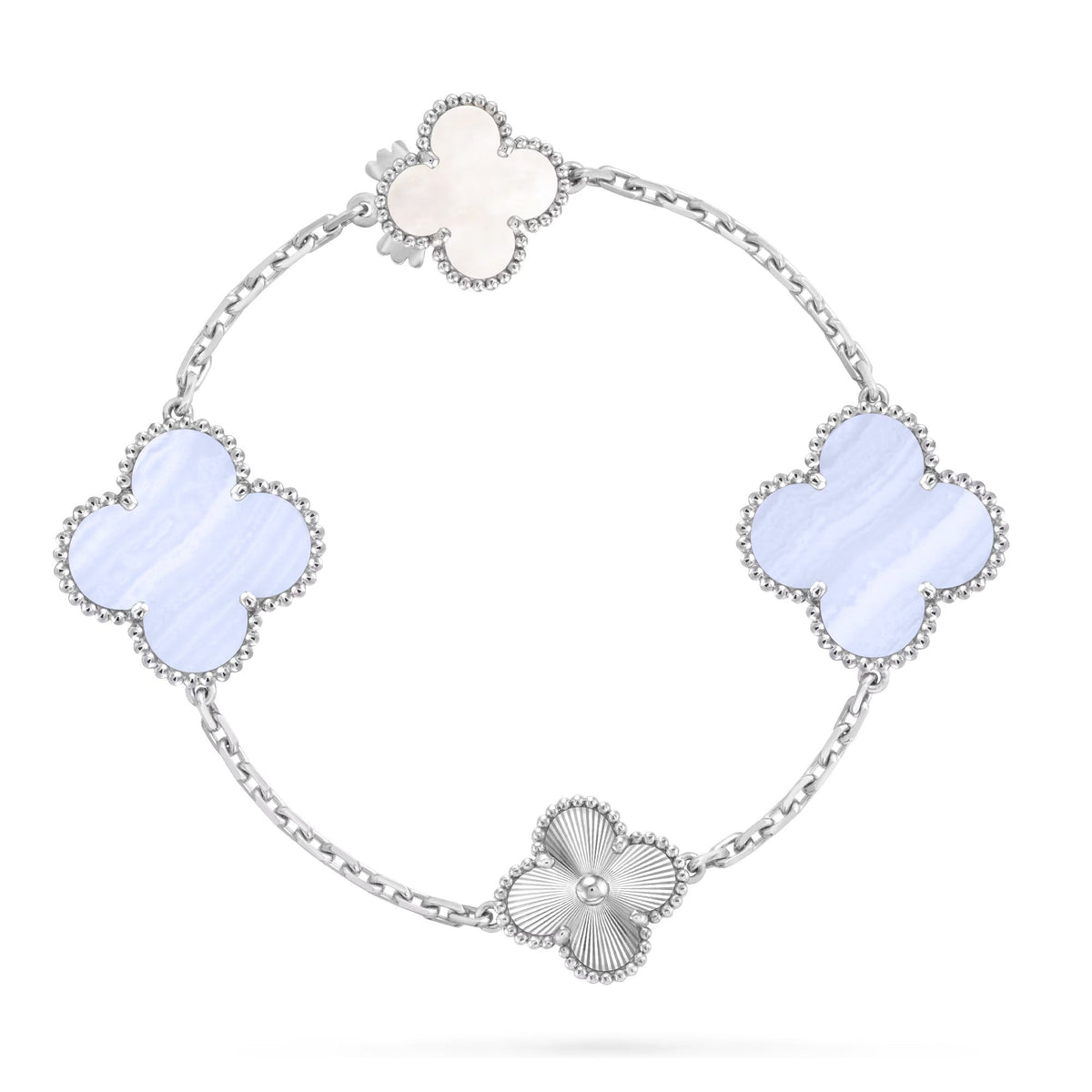 [⭐Renara]DETACHABLE CLOVER 15(11+4) FLOWER SILVER NECKLACE SET