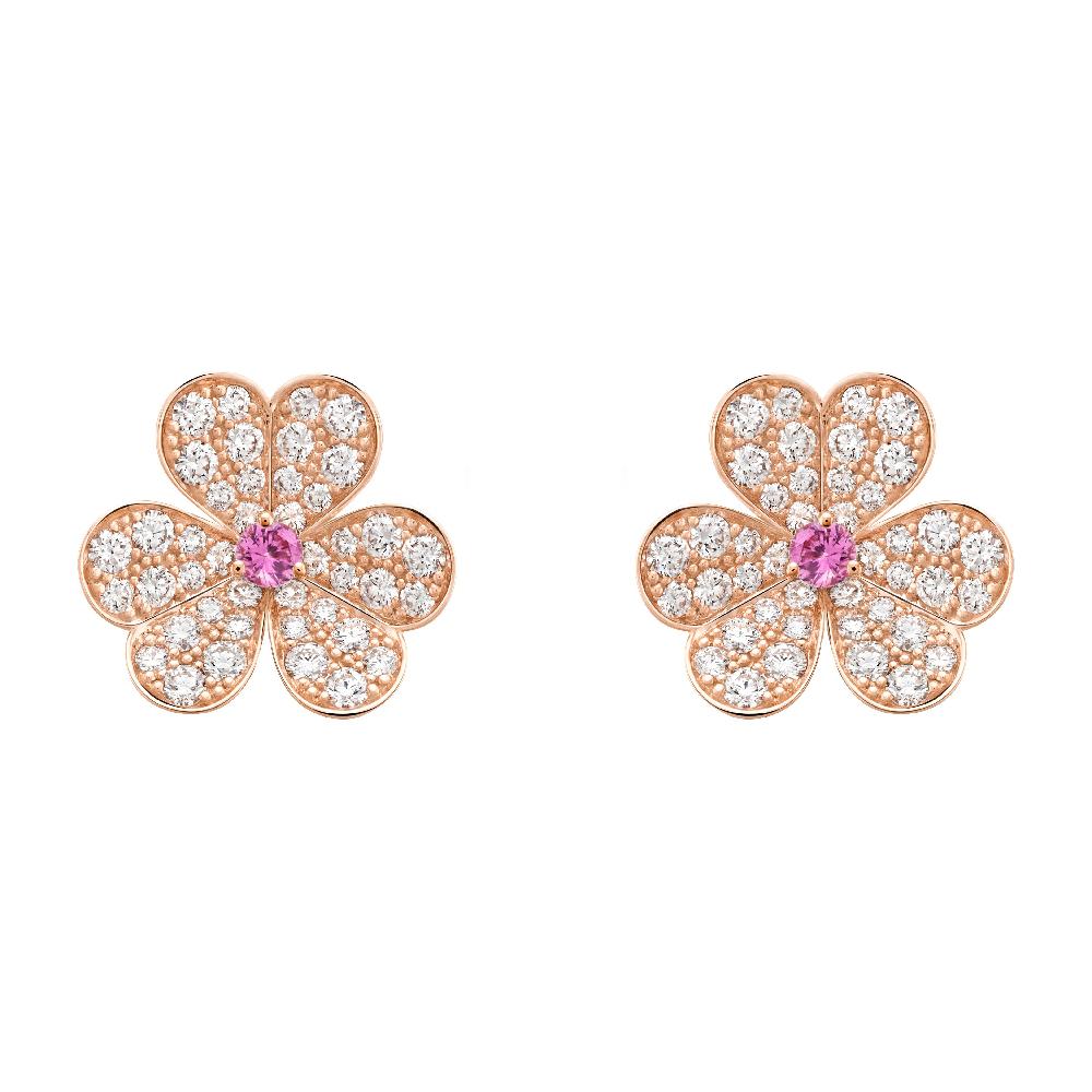 [⭐Renara]FRIVOLE PINK GOLD FLOWER DIAMOND EARRINGS