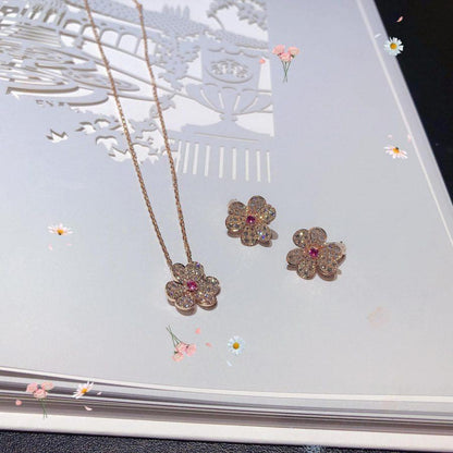 [⭐Renara]FRIVOLE ROSE GOLD FLOWER DIAMOND NECKLACE