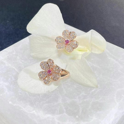 [⭐Renara]FRIVOLE PINK GOLD FLOWER DIAMOND EARRINGS