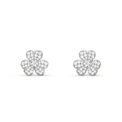 [⭐Renara]FRIVOLE SILVER FLOWER DIAMOND EARRINGS