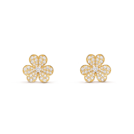 [⭐Renara]FRIVOLE GOLD FLOWER DIAMOND EARRINGS