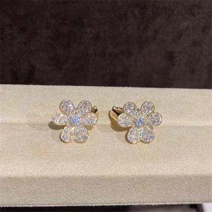[⭐Renara]FRIVOLE GOLD FLOWER DIAMOND EARRINGS