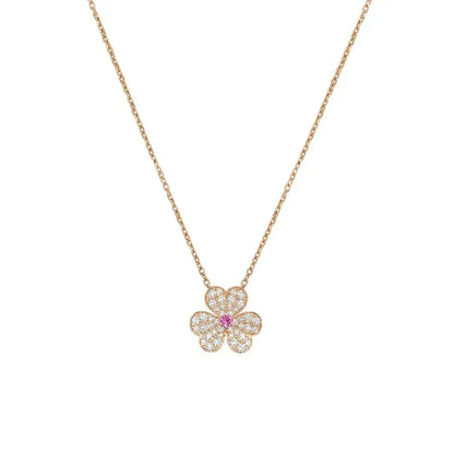 [⭐Renara]FRIVOLE ROSE GOLD FLOWER DIAMOND NECKLACE