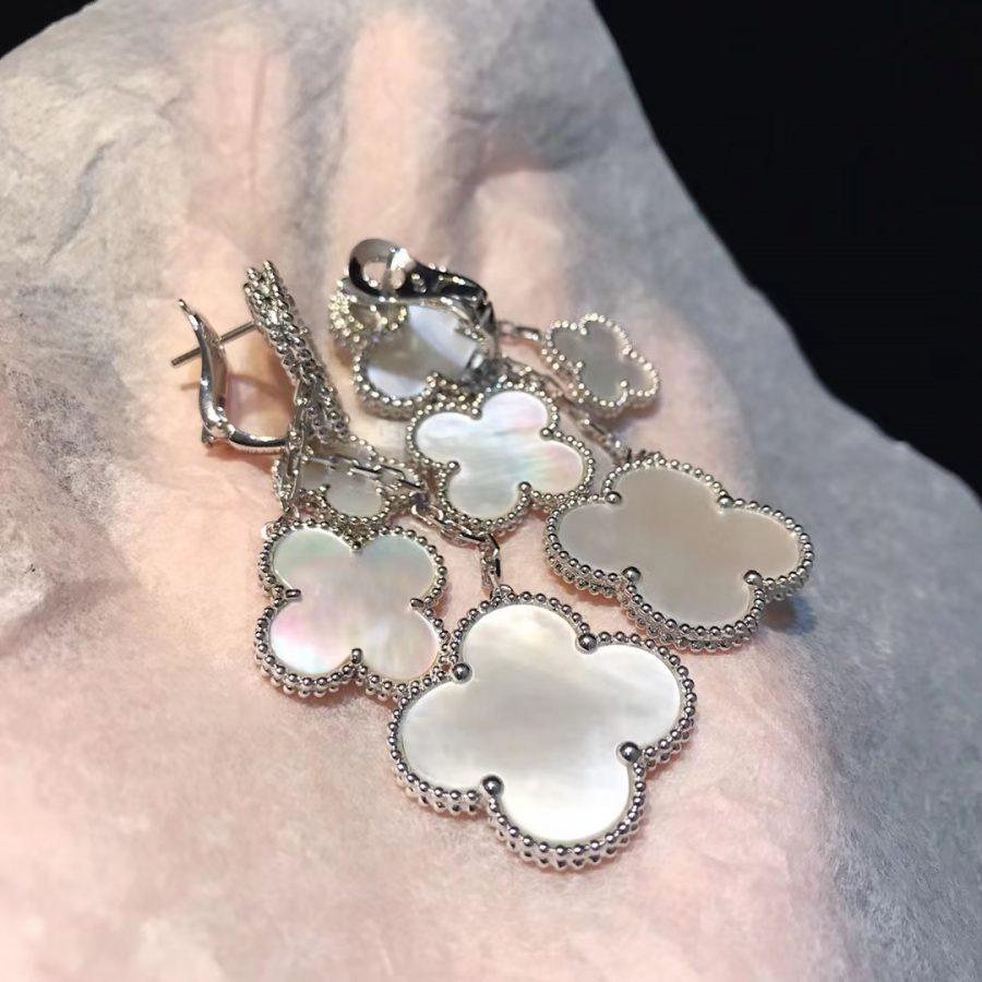 [⭐Renara]CLOVER EARRINGS WHITE MOP 4 MOTIFS SILVER