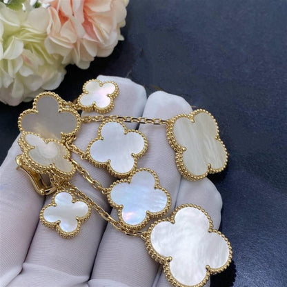 [⭐Renara]CLOVER EARRINGS WHITE MOP 4 MOTIFS GOLD