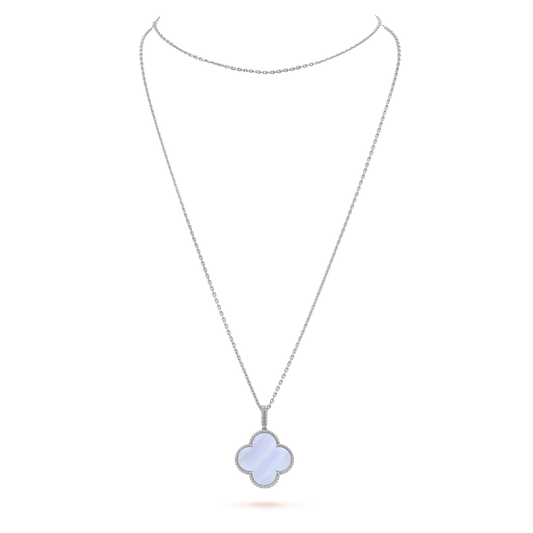 [⭐Renara]CLOVER SILVER CHALCEDONY BIG CLOVER NECKLACE
