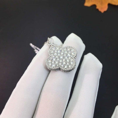 [⭐Renara]CLOVER 25MM SILVER FULL DIAMOND BIG CLOVER NECKLACE
