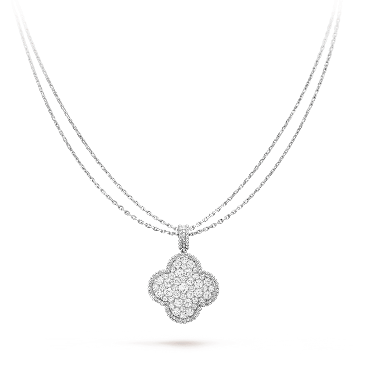 [⭐Renara]CLOVER 25MM SILVER FULL DIAMOND BIG CLOVER NECKLACE