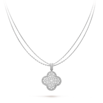 [⭐Renara]CLOVER 25MM SILVER FULL DIAMOND BIG CLOVER NECKLACE