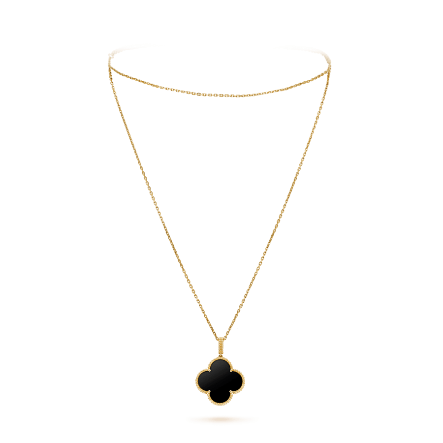[⭐Renara]CLOVER 25MM GOLD ONYX BIG CLOVER NECKLACE