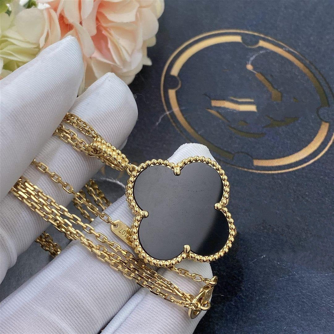 [⭐Renara]CLOVER 25MM GOLD ONYX BIG CLOVER NECKLACE