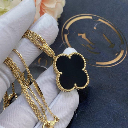 [⭐Renara]CLOVER 25MM GOLD ONYX BIG CLOVER NECKLACE