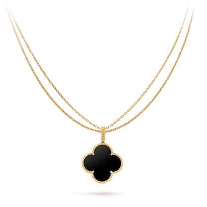 [⭐Renara]CLOVER 25MM GOLD ONYX BIG CLOVER NECKLACE