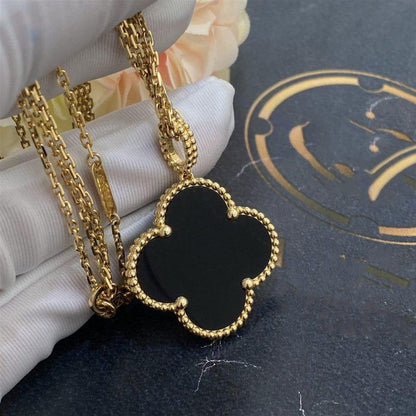 [⭐Renara]CLOVER 25MM GOLD ONYX BIG CLOVER NECKLACE