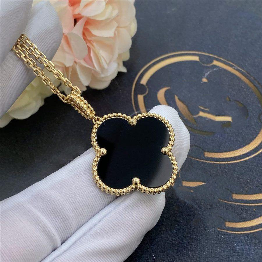[⭐Renara]CLOVER 25MM GOLD ONYX BIG CLOVER NECKLACE