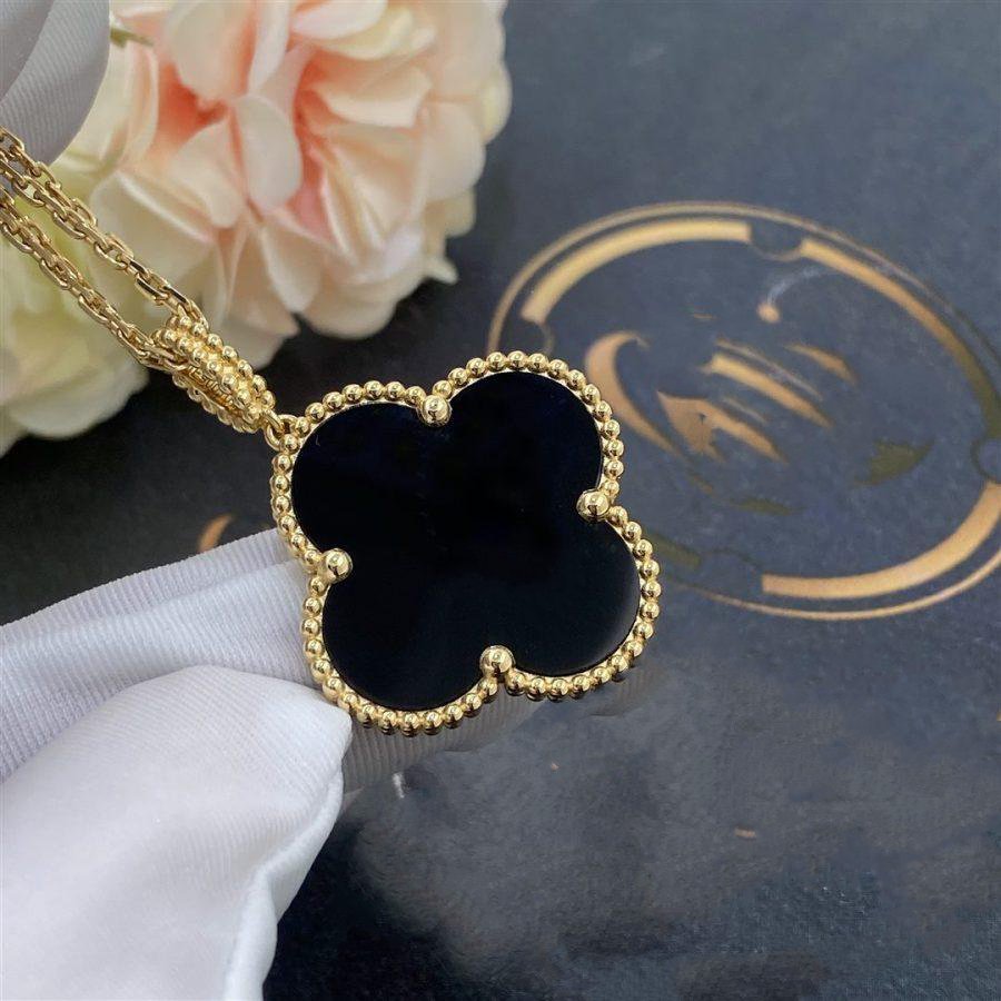 [⭐Renara]CLOVER 25MM GOLD ONYX BIG CLOVER NECKLACE