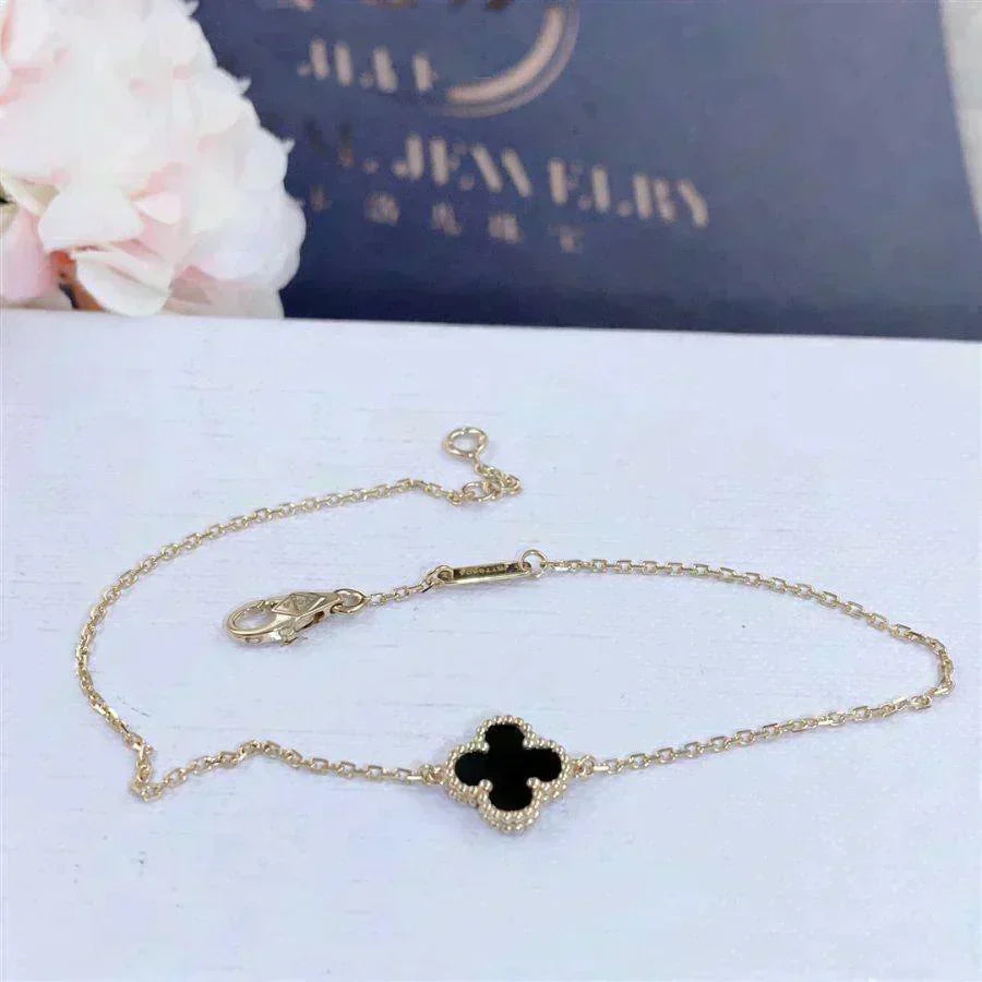 [⭐Renara]CLOVER ONYX SINGLE FLOWER BRACELET