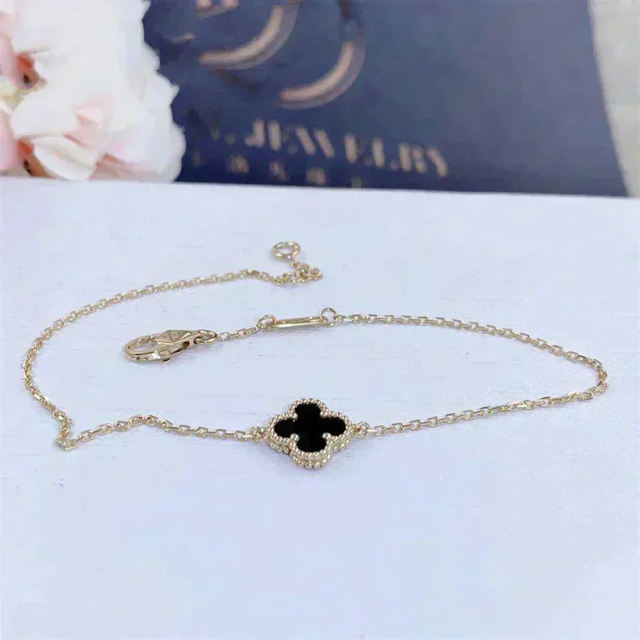 [⭐Renara]CLOVER ONYX SINGLE FLOWER BRACELET