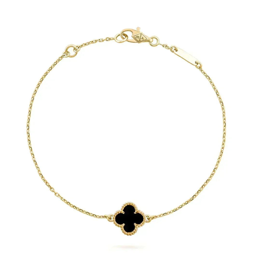 [⭐Renara]CLOVER ONYX SINGLE FLOWER BRACELET