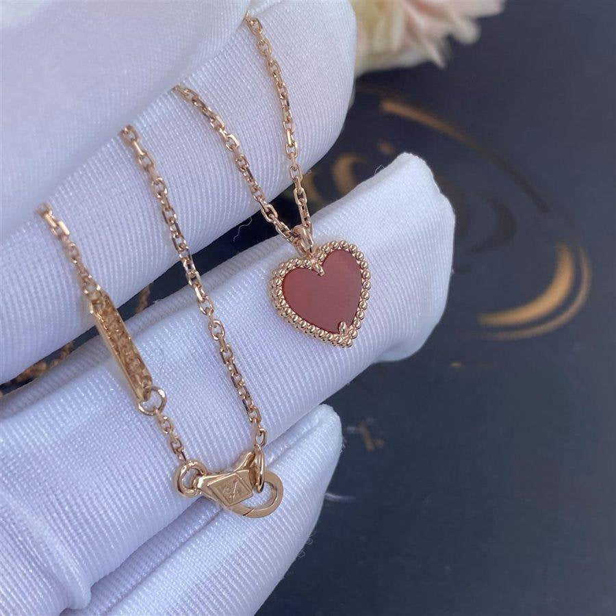 [⭐Renara]SWEET CLOVER CARNELIAN HEART NECKLACE