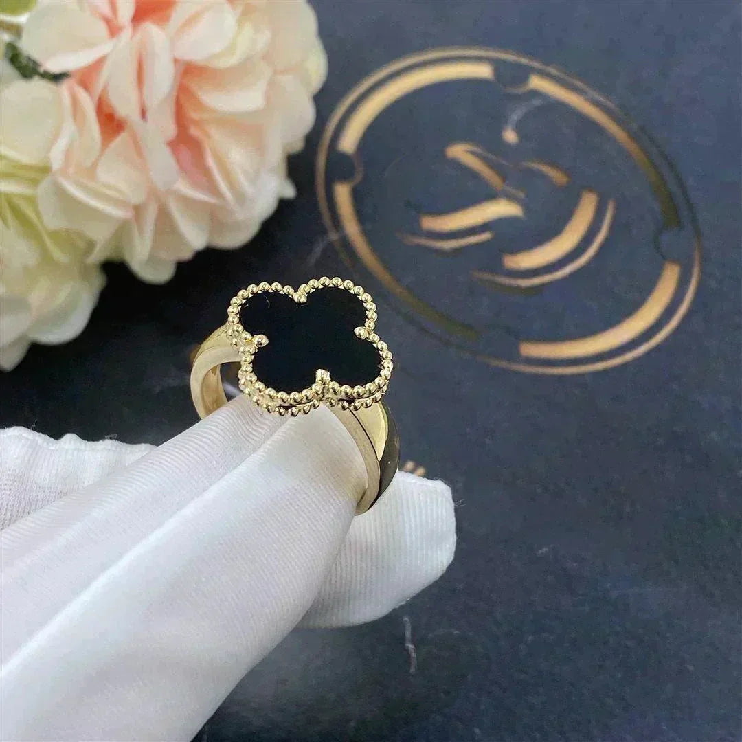 [⭐Renara]CLOVER ONYX RING