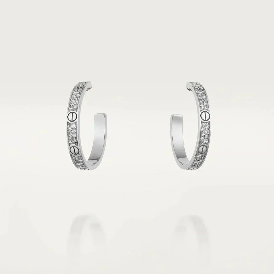 [⭐Renara]LOVE DIAMOND SILVER HOOP EARRINGS