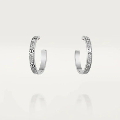 [⭐Renara]LOVE DIAMOND SILVER HOOP EARRINGS